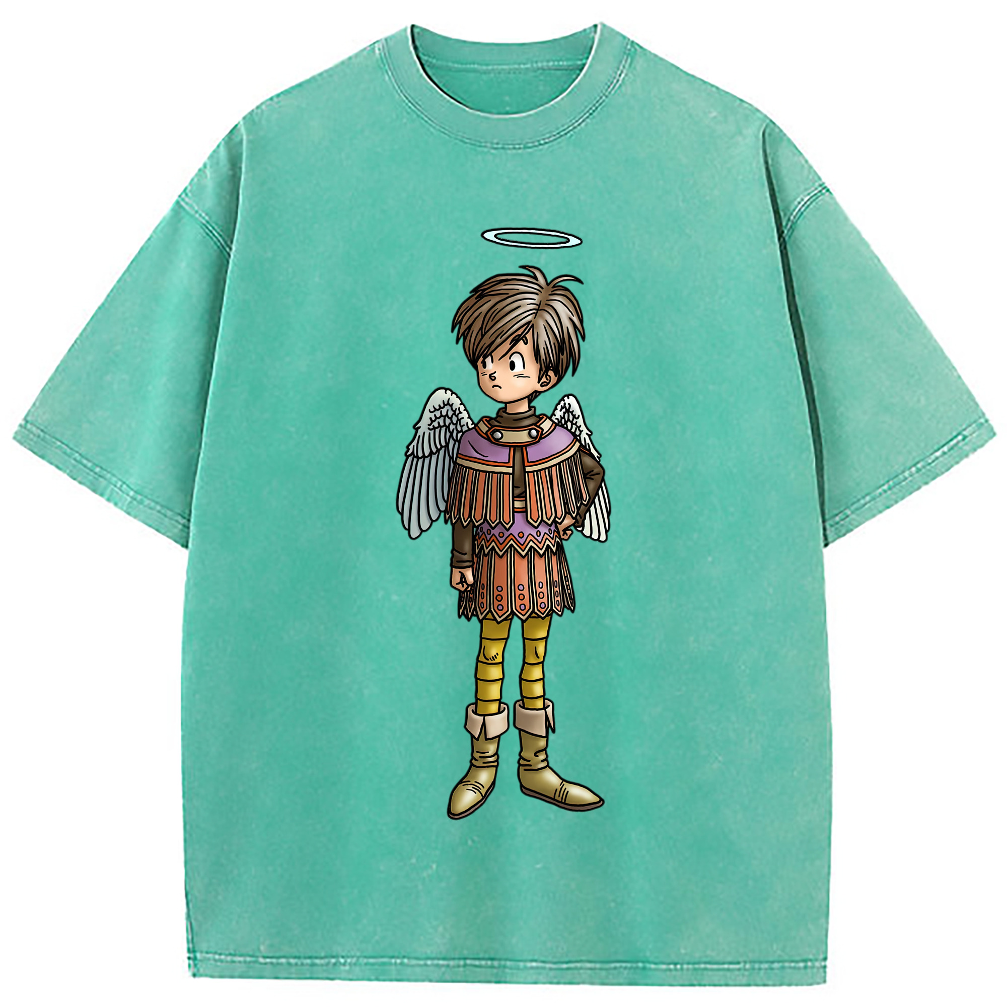 （画像用） ドラゴンクエスト Doragon Kuesuto Dragon Quest 綿100% ヴィンテージ風 半袖Tシャツ（フロントプリント）